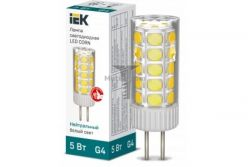 Картинка лампа светодиодная IEK капсульная G4 12В 5Вт 3000K арт. LLE-CORN-5-012-30-G4 купить 