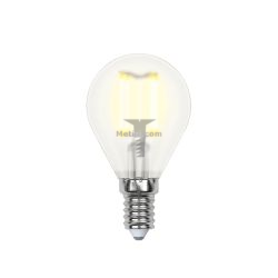 Картинка лампа светодиодная Uniel Ретро Filament шар G45 E14 6Вт 4000K прозрачная UNIEL LED Filament G45 ШАР E14 6W 4000K/CL 200-250V  500Лм 46*90mm купить 