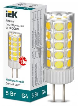 Картинка лампа светодиодная IEK капсульная G4 12В 5Вт 4000K арт. LLE-CORN-5-012-40-G4 купить 