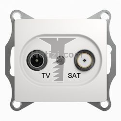 Картинка Розетка Glossa TV оконечная + SAT кабельное белый без рамки, способ монтажа скрытый, арт. GSL000197 купить 