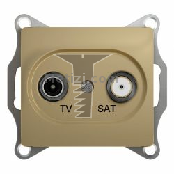 Картинка Розетка Glossa TV оконечная + SAT кабельное титан без рамки, способ монтажа скрытый, арт. GSL000497 купить 