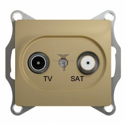 Картинка Розетка Glossa TV оконечная + SAT кабельное титан без рамки, способ монтажа скрытый, арт. GSL000497 купить 