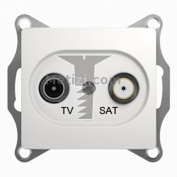 Картинка Розетка Glossa TV проходная + SAT кабельное белый без рамки, способ монтажа скрытый, арт. GSL000198 купить 