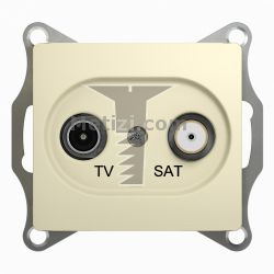 Картинка Розетка Glossa TV проходная + SAT кабельное бежевый без рамки, способ монтажа скрытый, арт. GSL000298 купить 