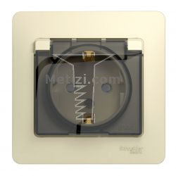 Картинка Розетка Glossa IP20 с заземлением со шторками в сборе бежевый в сборе, с винтовыми клеммами, с крышкой, способ монтажа скрытый, арт. GSL000246 купить 