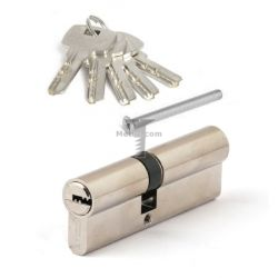 Картинка Цилиндр латунный для замка ключ/ключ 90мм (40+50) цвет: никель  купить 