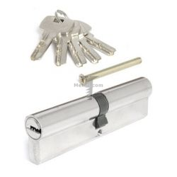 Картинка Цилиндр латунный для замка ключ/ключ 110мм (55+55) цвет: никель  купить 