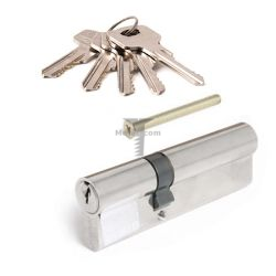 Картинка Цилиндр латунный для замка ключ/ключ 90мм (30+60) цвет: никель  купить 