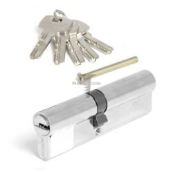 Картинка Цилиндр латунный для замка ключ/ключ 100мм (45+55) цвет: никель  купить 
