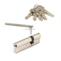 Картинка Цилиндр латунный для замка ключ/ключ 100мм (35+65) цвет: никель  купить 
