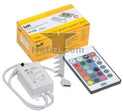 Картинка контроллер для светодиодной ленты IEK RGB инфракрасный 12В 72Вт IEK, контроллер инфракрасный д/LED ленты RGB ZC-1000RC, 72W 12V, размеры,мм 128х64х24 арт. LSC1-RGB-072-IR-20-12-W купить 