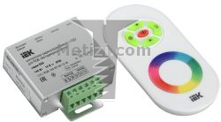 Картинка контроллер для светодиодной ленты IEK RGB радиочастотный 12В 144Вт IEK, контроллер радиочастотный д/LED ленты RGB ZC-2000RC, 144W 12V, размеры,мм 105х85х25 арт. LSC1-RGB-144-RF-20-12-W купить 