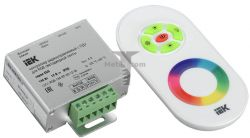 Картинка контроллер для светодиодной ленты IEK RGB радиочастотный 12В 144Вт IEK, контроллер радиочастотный д/LED ленты RGB ZC-2000RC, 144W 12V, размеры,мм 105х85х25 арт. LSC1-RGB-144-RF-20-12-W купить 