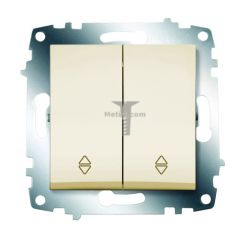 Картинка Переключатель Cosmo двухклавишный схема 6 кремовый без рамки, способ монтажа скрытый, арт. 619-010300-211 купить 