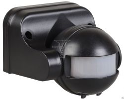 Картинка датчик движения IEK 1200Вт IP44 черный макс мощность для ламп накаливания 1200ВТ; макс мощность для люминисц ламп 300ВА; IP44; цвет черный арт. LDD10-009-1100-002 купить 