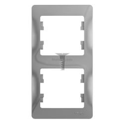 Картинка Рамка Glossa двухпостовая вертикальная алюминий арт. GSL000306 купить 