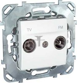 Картинка Розетка Unica TV оконечная + R радио белый без рамки, способ монтажа скрытый, арт. MGU5.452.18ZD купить 
