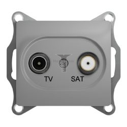 Картинка Розетка Glossa TV оконечная + SAT кабельное алюминий без рамки, способ монтажа скрытый, арт. GSL000397 купить 