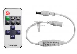 Картинка контроллер для светодиодной ленты Apeyron MONO радиочастотный 12В 72Вт 04-10 Мини-диммер 12В, 72 Вт, RF, пульт кнопочный, для монохромной светодиодной ленты, размер 40*12*5мм купить 