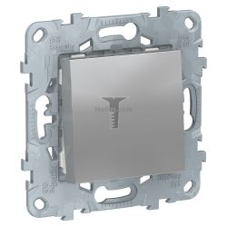 Картинка Выключатель Unica NEW  одноклавишный алюминий без рамки, схема 1, способ монтажа скрытый, IP20, арт. NU520130 купить 
