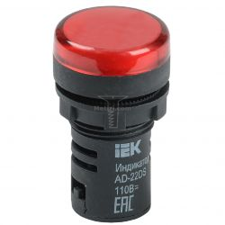 Картинка лампа сигнальная IEK 16мм красная Светосигнальные индикаторы предназначены для индикации состояния электрических цепей; цвет линзы-красный; диаметр отверстия 16мм арт. BLS10-ADDS-230-K04-16 купить 