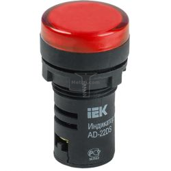 Картинка лампа сигнальная IEK 22мм красная Светосигнальные индикаторы предназначены для индикации состояния электрических цепей; цвет линзы-красный; диаметр отверстия 22мм арт. BLS10-ADDS-230-K04 купить 