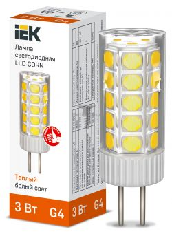 Картинка лампа светодиодная IEK капсульная G4 12В 3Вт 3000K арт. LLE-CORN-3-012-30-G4 купить 