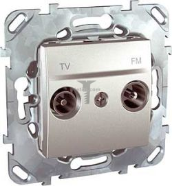 Картинка Розетка Unica TV оконечная + R радио алюминий без рамки, способ монтажа скрытый, арт. MGU5.452.30ZD купить 