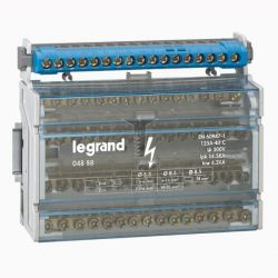 Картинка модульный распределительный блок 4P 125A  Legrand Legrand, арт.004888, блок распределительный 4P 125A 15Конт. (4*(11+4)) 8мод.*17,5мм купить 