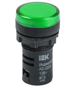 Картинка лампа сигнальная IEK 22мм зеленая 24В Лампа AD22DS(LED)матрица - индикация состояния эл.цепей, цвет линзы-зеленый D=30мм, d отв.=22мм, BLS10-ADDS-024-K06 купить 